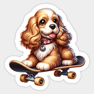 Skateboarding Cocker Spaniel Sticker